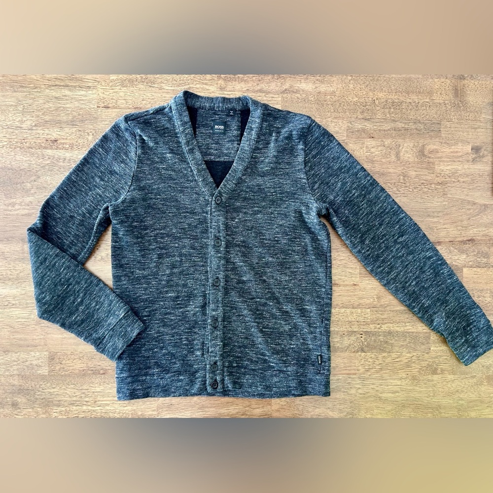 Hugo Boss Charcoal Cardigan Sweater